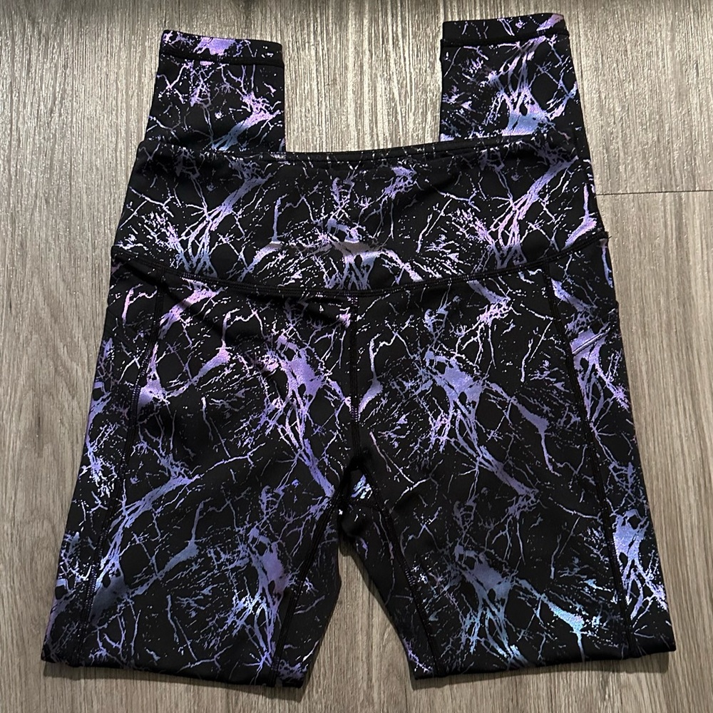 Curves and Combatboots Purple/Blue Holographic Leggings w/ Pockets